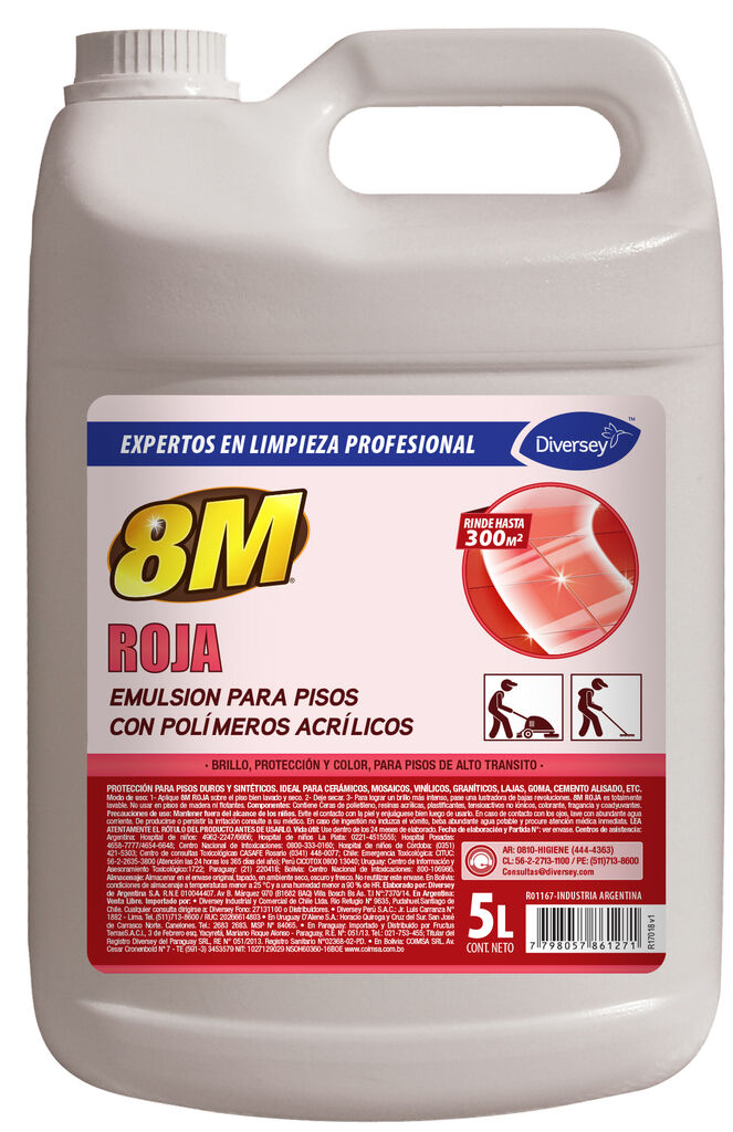 8M ROJA 4x5L - CERA EMULSIONADA CON POLÍMEROS ACRÍLICOS (ROJA - NEGRA)
